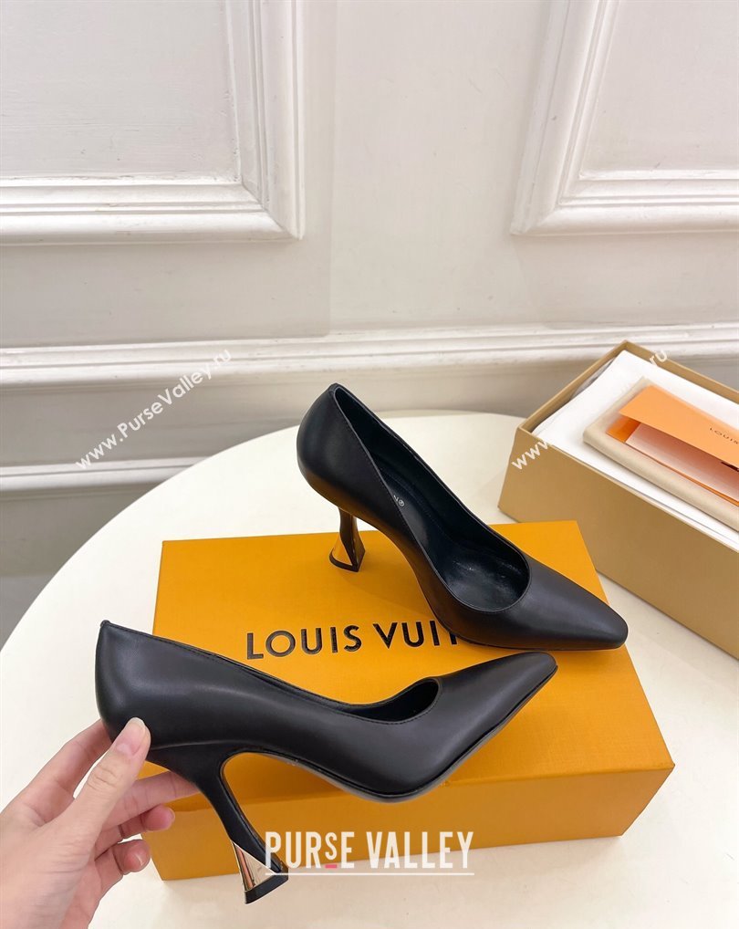 Louis Vuitton Heel 9.5cm Sparkle Pumps in Calf leather Black 2024 (modeng-24010857)