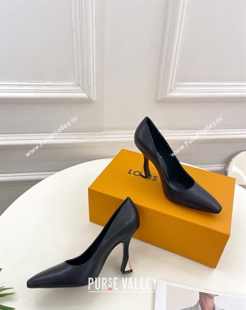 Louis Vuitton Heel 9.5cm Sparkle Pumps in Calf leather Black 2024 (modeng-24010857)