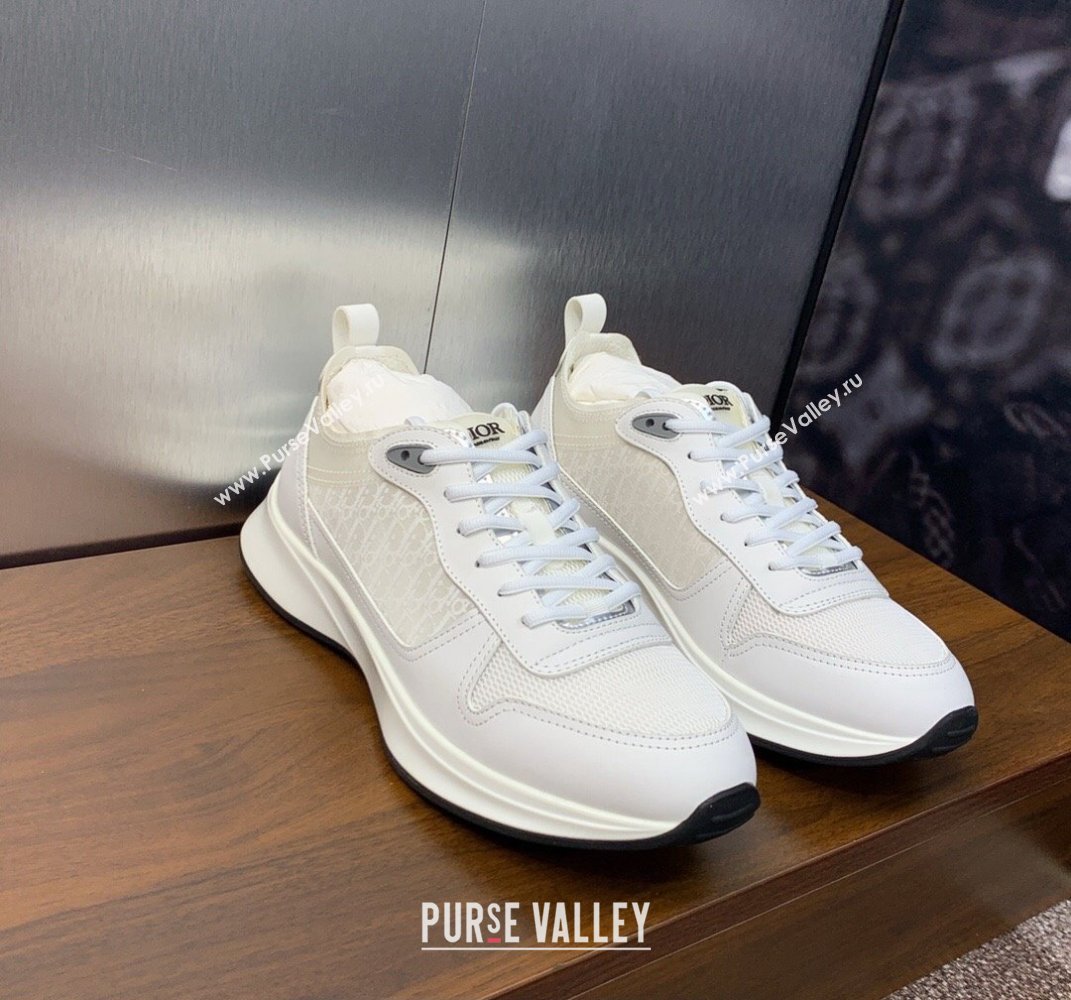 Dior Calfskin and Technical Mesh with Dior Oblique Canvas B25 Runner Mens Sneakers 08 2024 (modeng-240109d08)