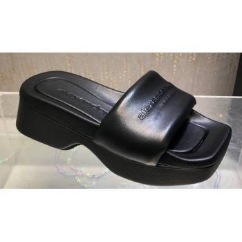 Alexander Wang platform sheep leather float slides Black 2024 (modeng-24010551)