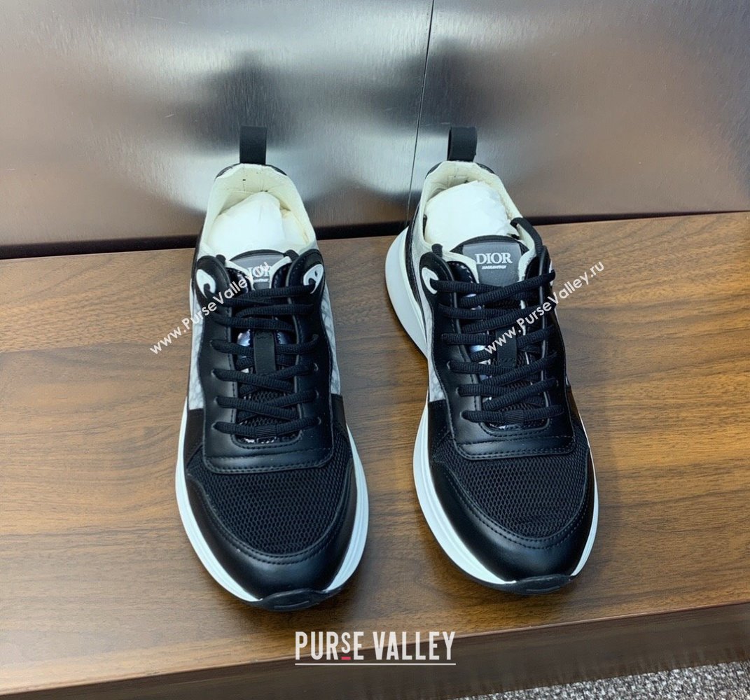 Dior Calfskin and Technical Mesh with Dior Oblique Canvas B25 Runner Mens Sneakers 09 2024 (modeng-240109d09)