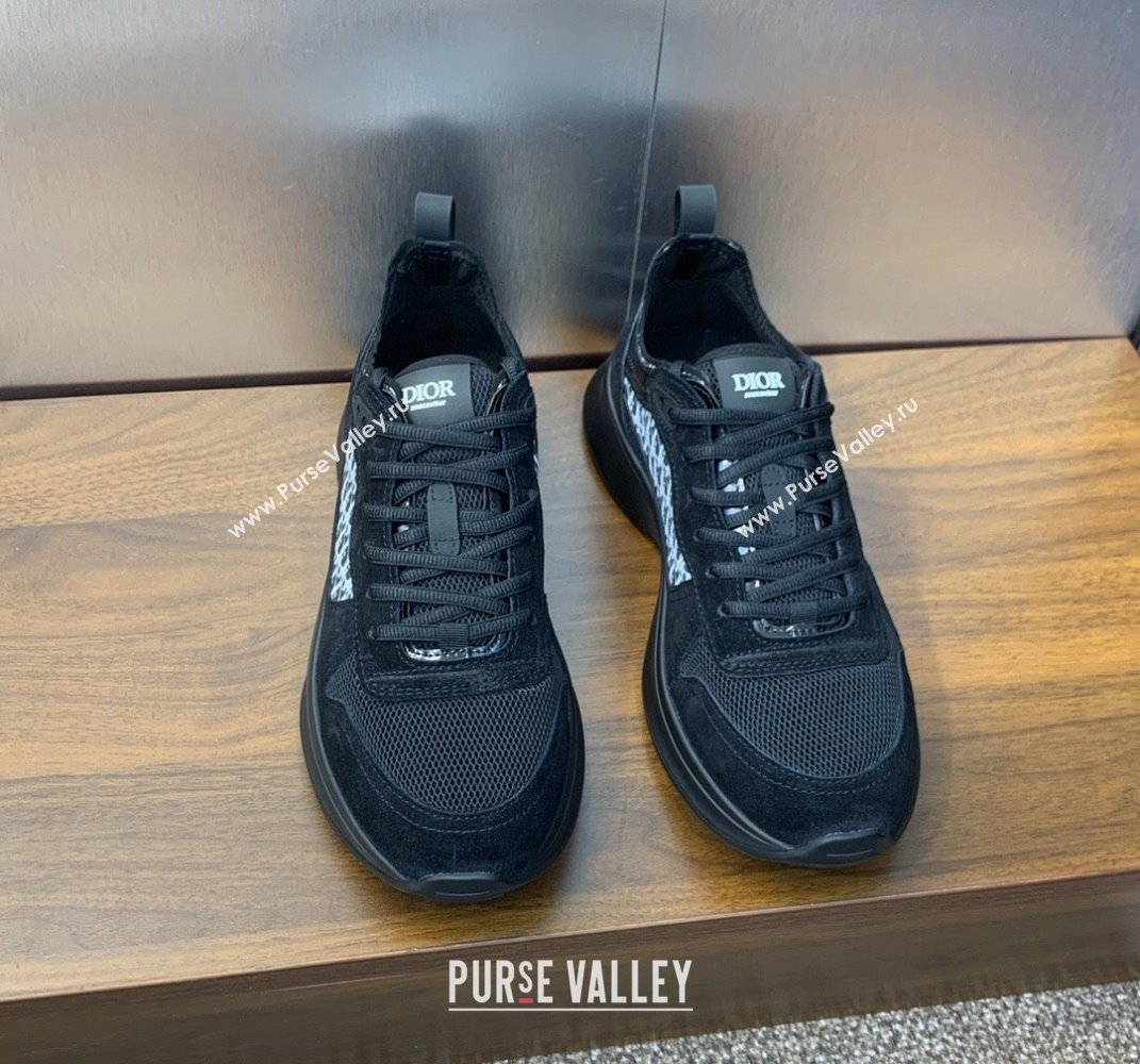 Dior Calfskin and Technical Mesh with Dior Oblique Canvas B25 Runner Mens Sneakers 10 2024 (modeng-240109d10)