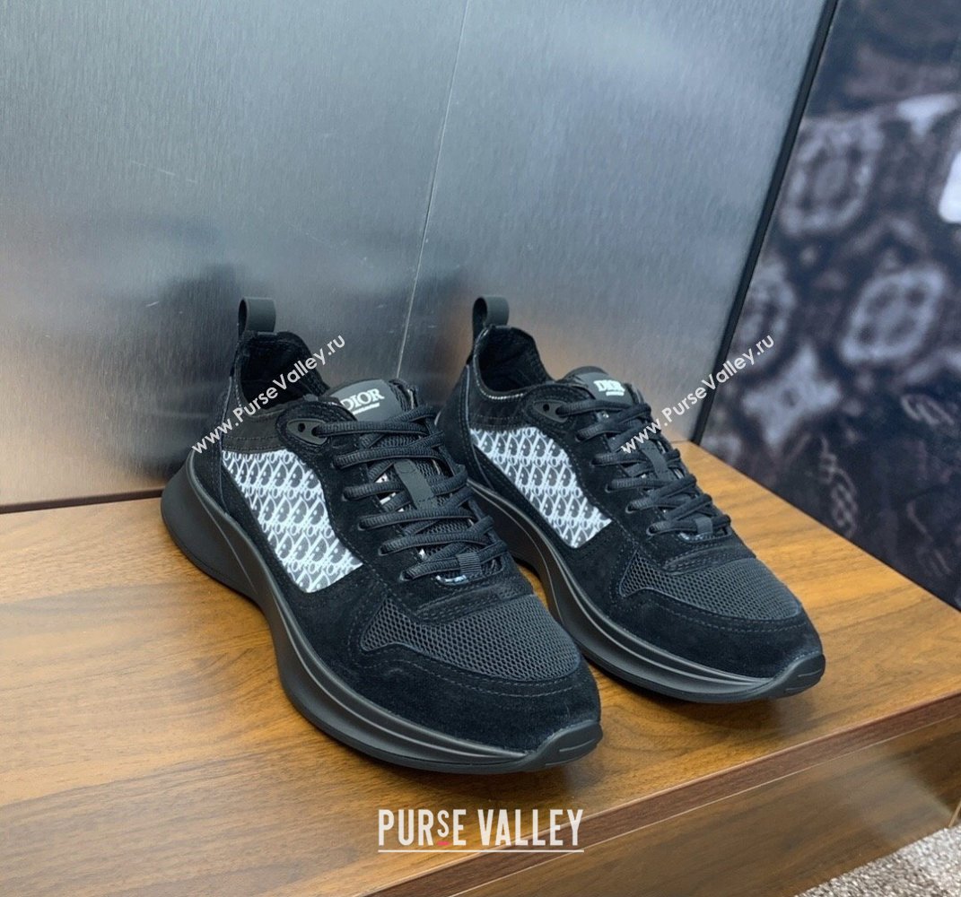 Dior Calfskin and Technical Mesh with Dior Oblique Canvas B25 Runner Mens Sneakers 10 2024 (modeng-240109d10)