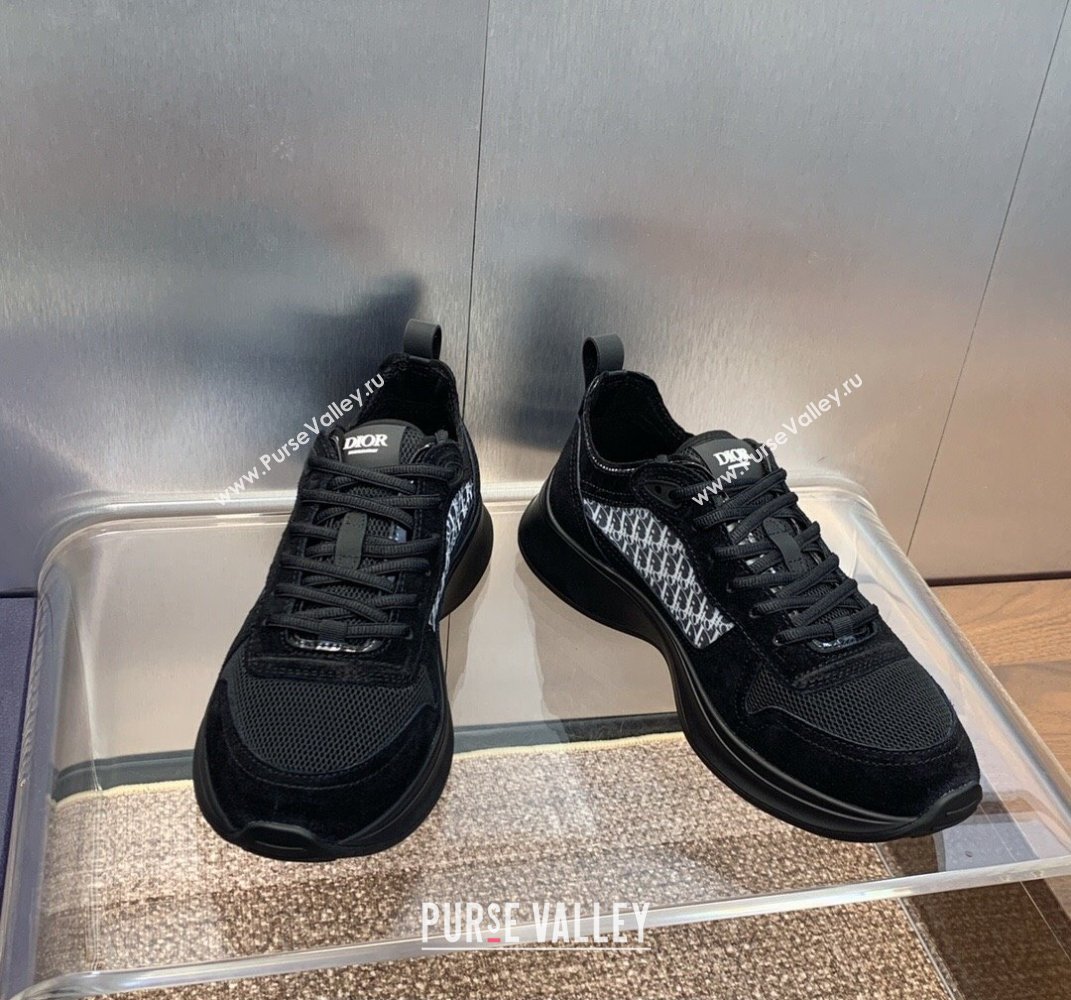 Dior Calfskin and Technical Mesh with Dior Oblique Canvas B25 Runner Mens Sneakers 10 2024 (modeng-240109d10)
