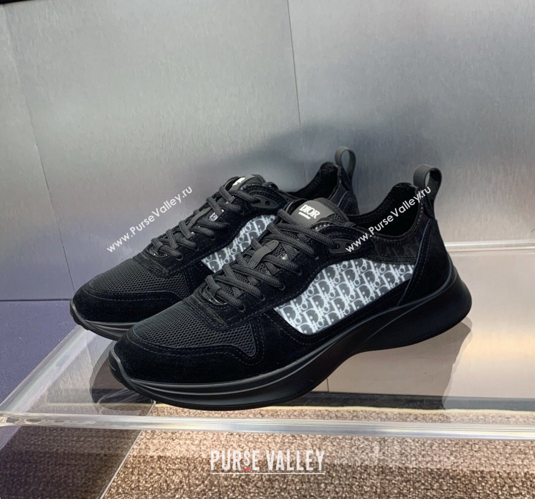 Dior Calfskin and Technical Mesh with Dior Oblique Canvas B25 Runner Mens Sneakers 10 2024 (modeng-240109d10)