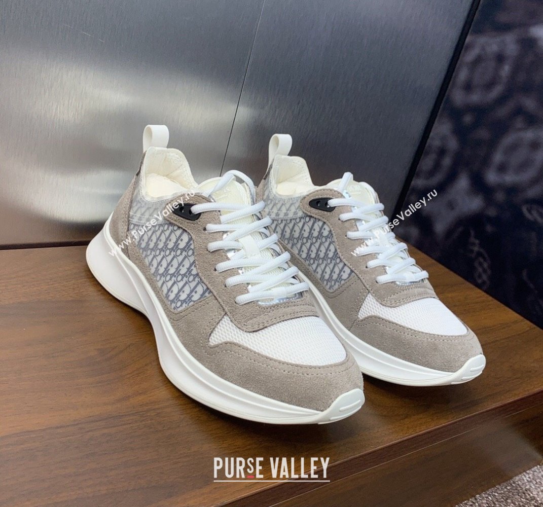 Dior Calfskin and Technical Mesh with Dior Oblique Canvas B25 Runner Mens Sneakers 11 2024 (modeng-240109d11)