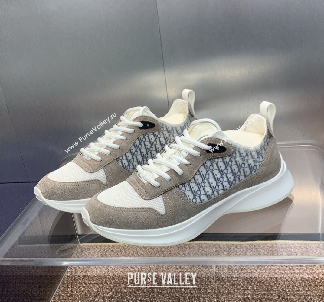 Dior Calfskin and Technical Mesh with Dior Oblique Canvas B25 Runner Mens Sneakers 11 2024 (modeng-240109d11)