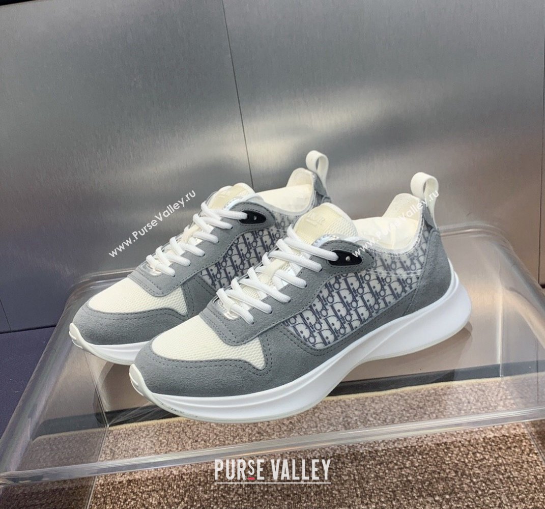 Dior Calfskin and Technical Mesh with Dior Oblique Canvas B25 Runner Mens Sneakers 13 2024 (modeng-240109d13)