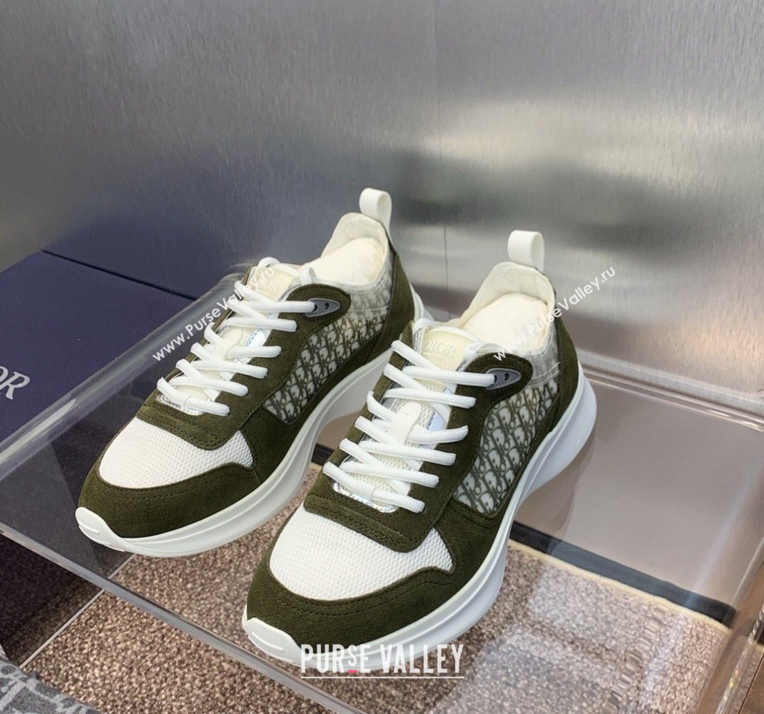 Dior Calfskin and Technical Mesh with Dior Oblique Canvas B25 Runner Mens Sneakers 14 2024 (modeng-240109d14)