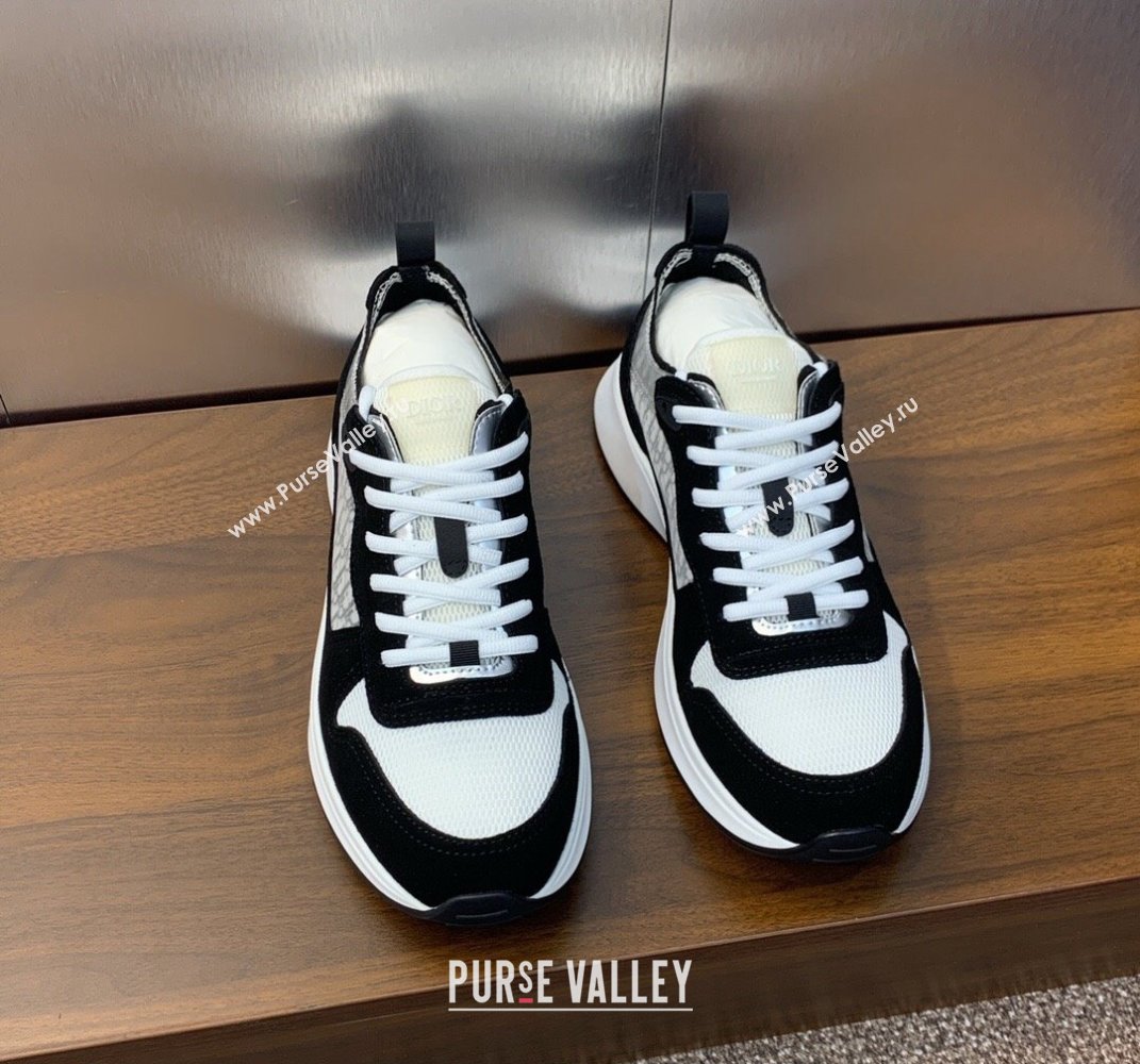 Dior Calfskin and Technical Mesh with Dior Oblique Canvas B25 Runner Mens Sneakers 15 2024 (modeng-240109d15)