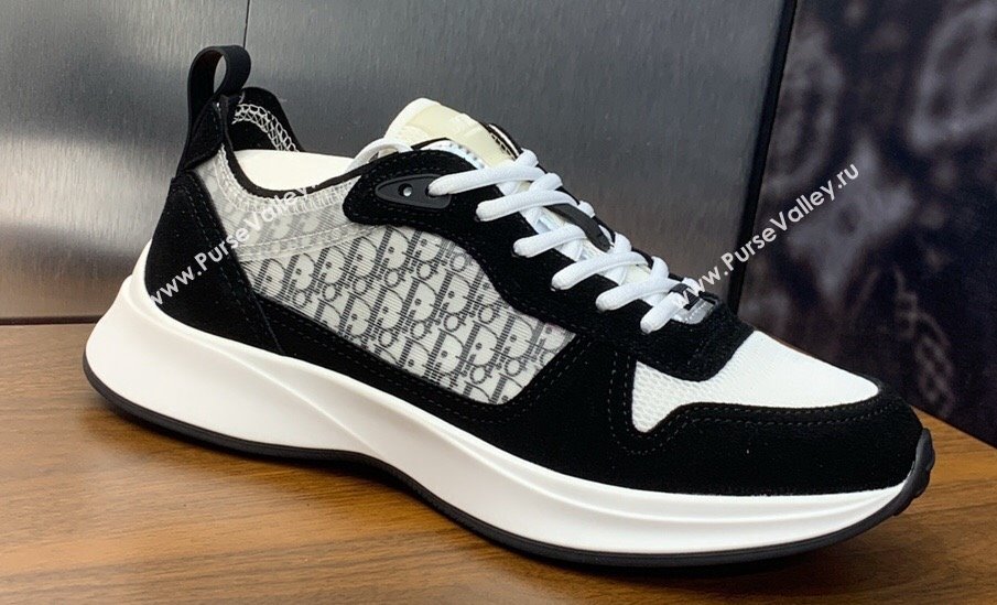 Dior Calfskin and Technical Mesh with Dior Oblique Canvas B25 Runner Mens Sneakers 15 2024 (modeng-240109d15)