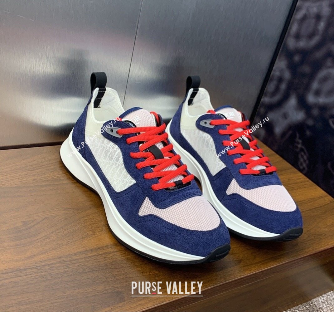 Dior Calfskin and Technical Mesh with Dior Oblique Canvas B25 Runner Mens Sneakers 16 2024 (modeng-240109d16)
