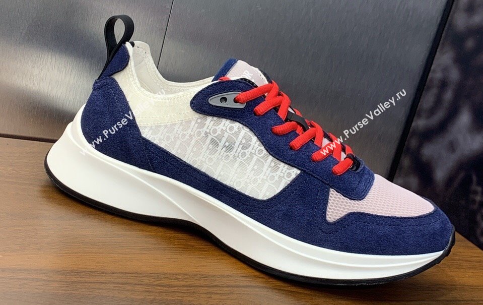 Dior Calfskin and Technical Mesh with Dior Oblique Canvas B25 Runner Mens Sneakers 16 2024 (modeng-240109d16)