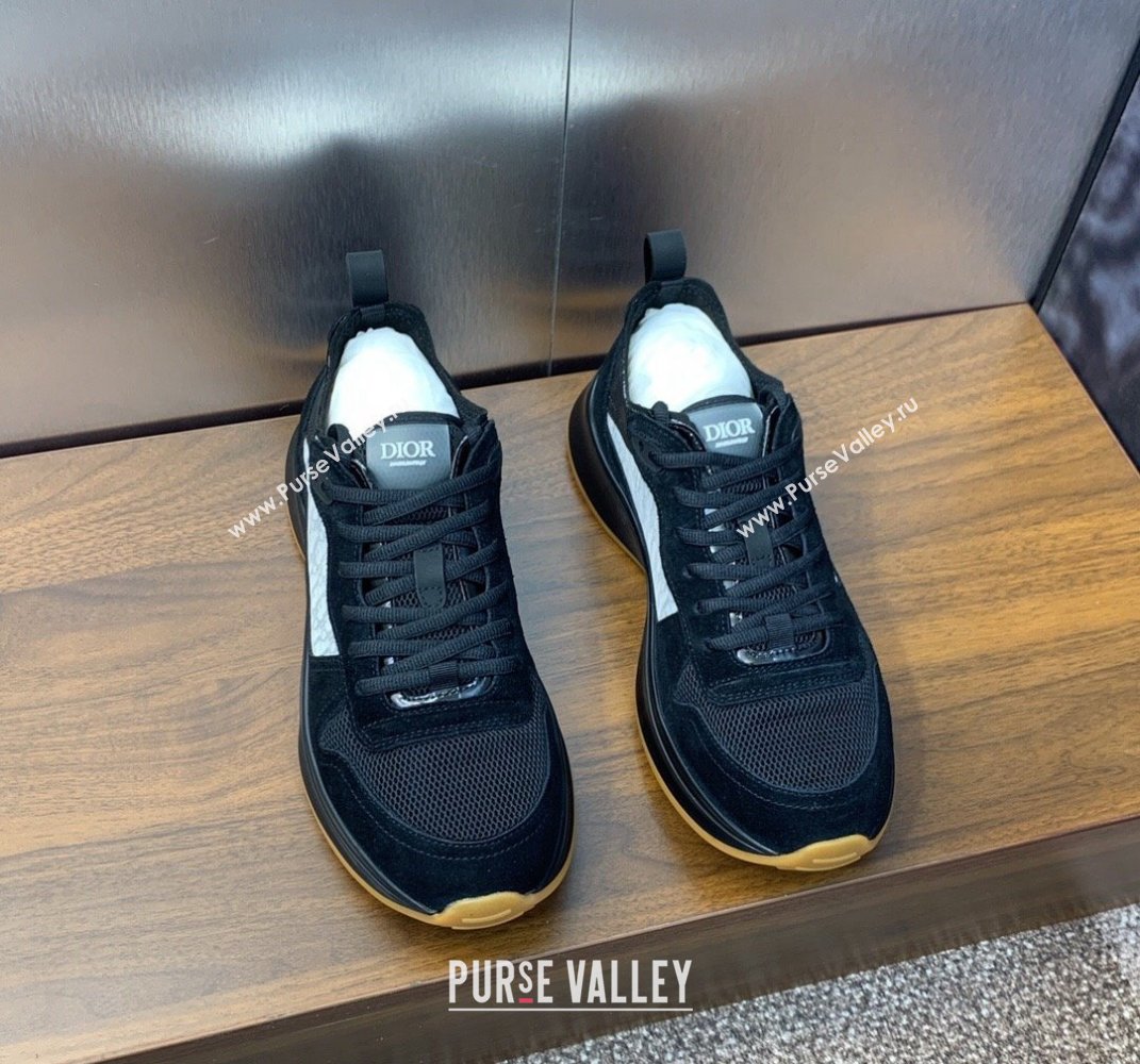 Dior Calfskin and Technical Mesh with Dior Oblique Canvas B25 Runner Mens Sneakers 19 2024 (modeng-240109d19)