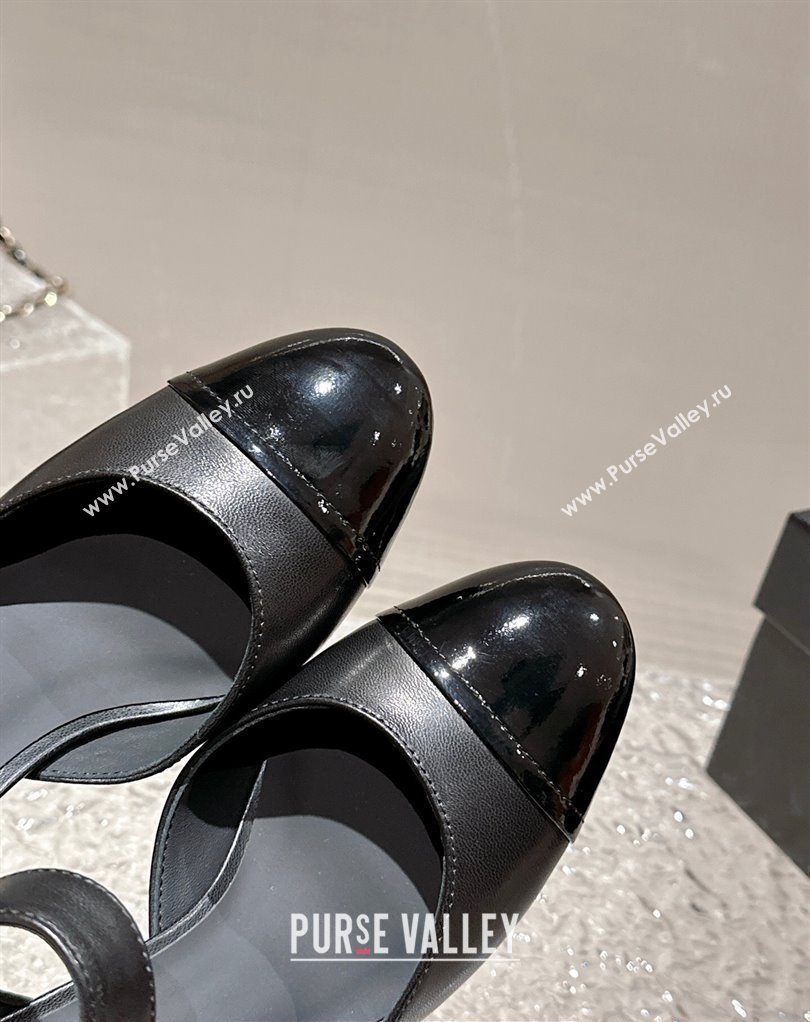 Chanel Lambskin Patent Calfskin Wedge Mary Janes G45422 Black 2024 (modeng-24010405)
