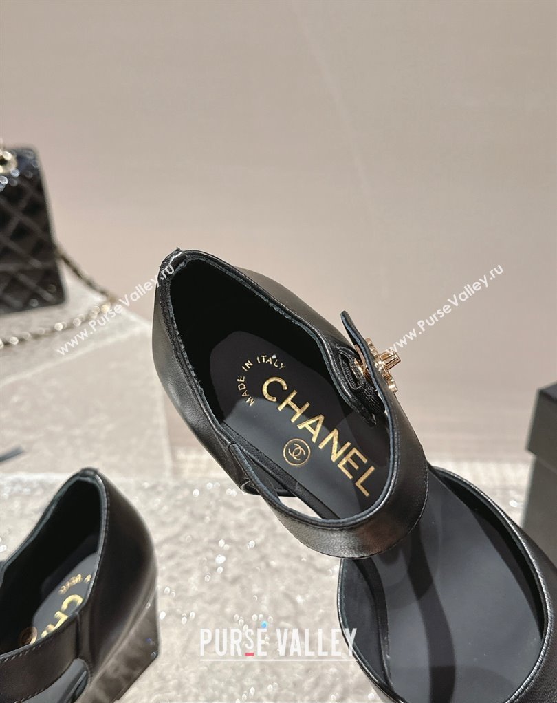 Chanel Lambskin Patent Calfskin Wedge Mary Janes G45422 Black 2024 (modeng-24010405)