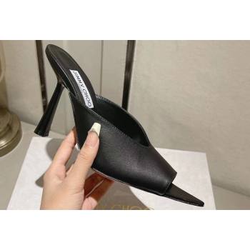 Jimmy Choo Heel 10cm Maryanne Mule 100 Calf Leather Pointed-Toe Mules Black 2024 (modeng-24010441)