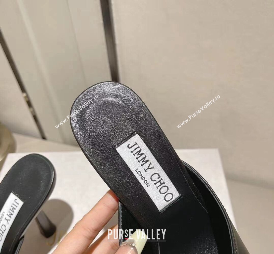 Jimmy Choo Heel 10cm Maryanne Mule 100 Calf Leather Pointed-Toe Mules Black 2024 (modeng-24010441)