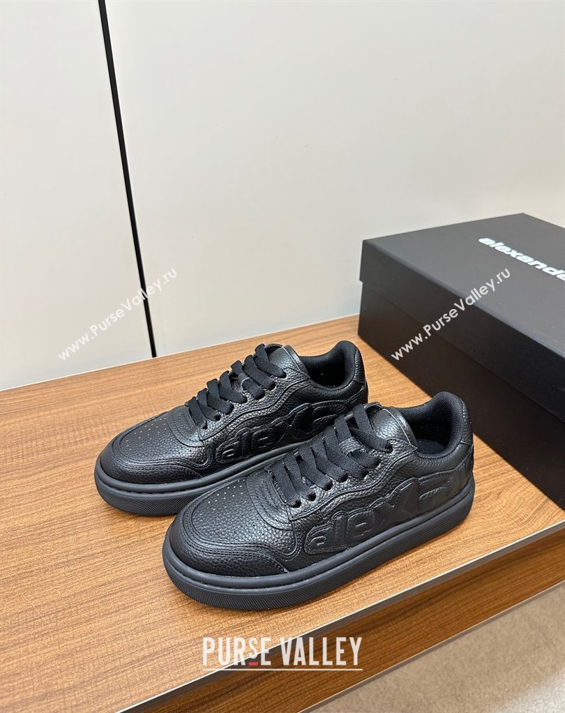 Alexander Wang puff pebble leather Women/Men sneakers with embossed logo Black 2024 (modeng-24010544)
