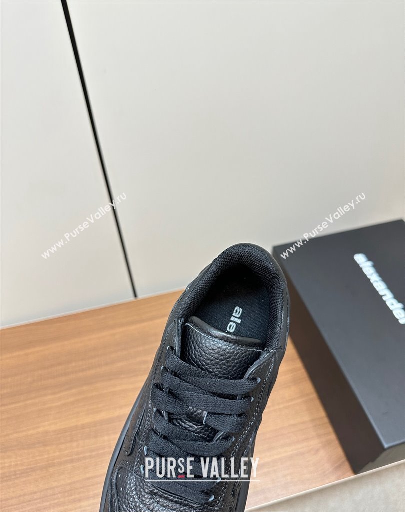 Alexander Wang puff pebble leather Women/Men sneakers with embossed logo Black 2024 (modeng-24010544)