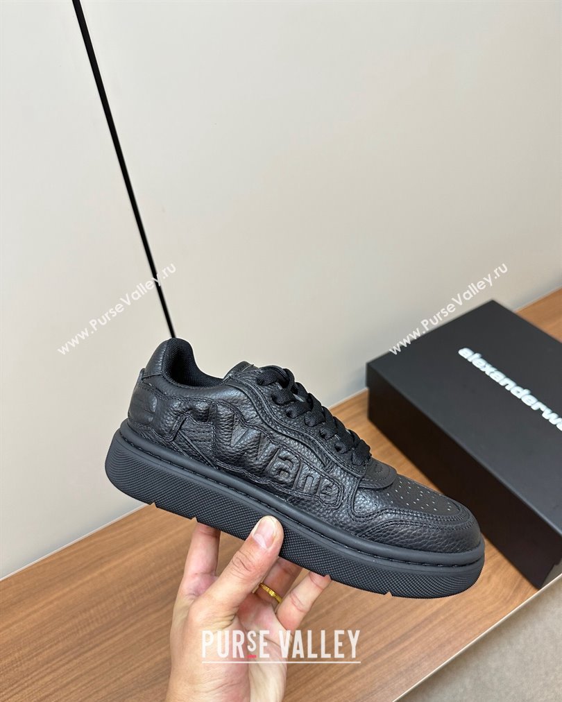 Alexander Wang puff pebble leather Women/Men sneakers with embossed logo Black 2024 (modeng-24010544)