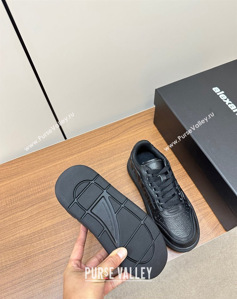 Alexander Wang puff pebble leather Women/Men sneakers with embossed logo Black 2024 (modeng-24010544)
