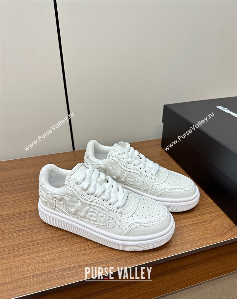 Alexander Wang puff pebble leather Women/Men sneakers with embossed logo White 2024 (modeng-24010545)