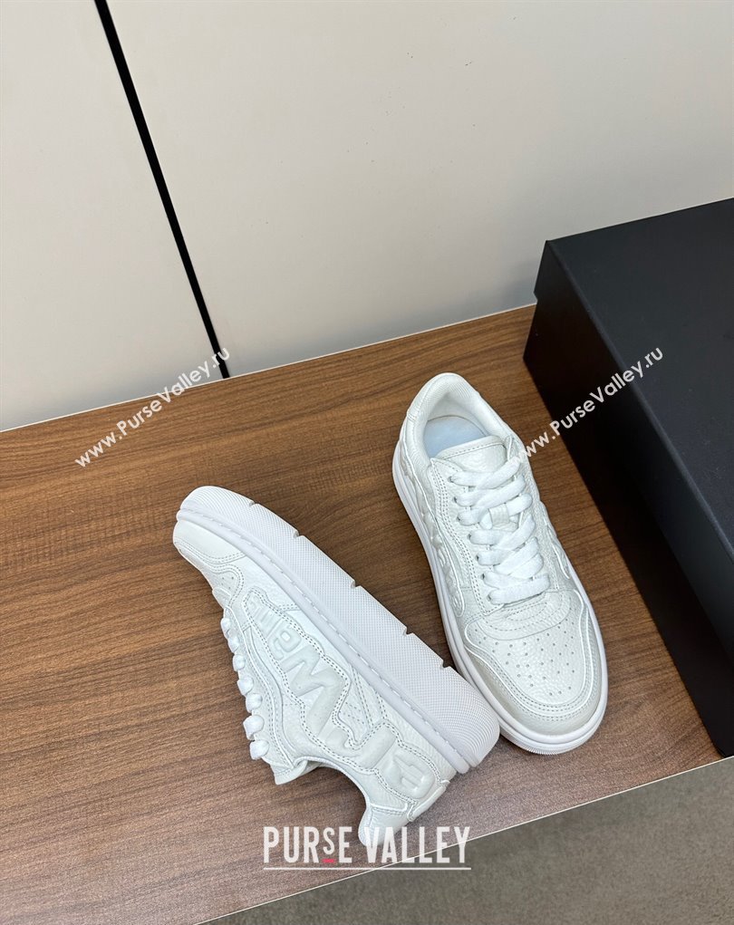 Alexander Wang puff pebble leather Women/Men sneakers with embossed logo White 2024 (modeng-24010545)
