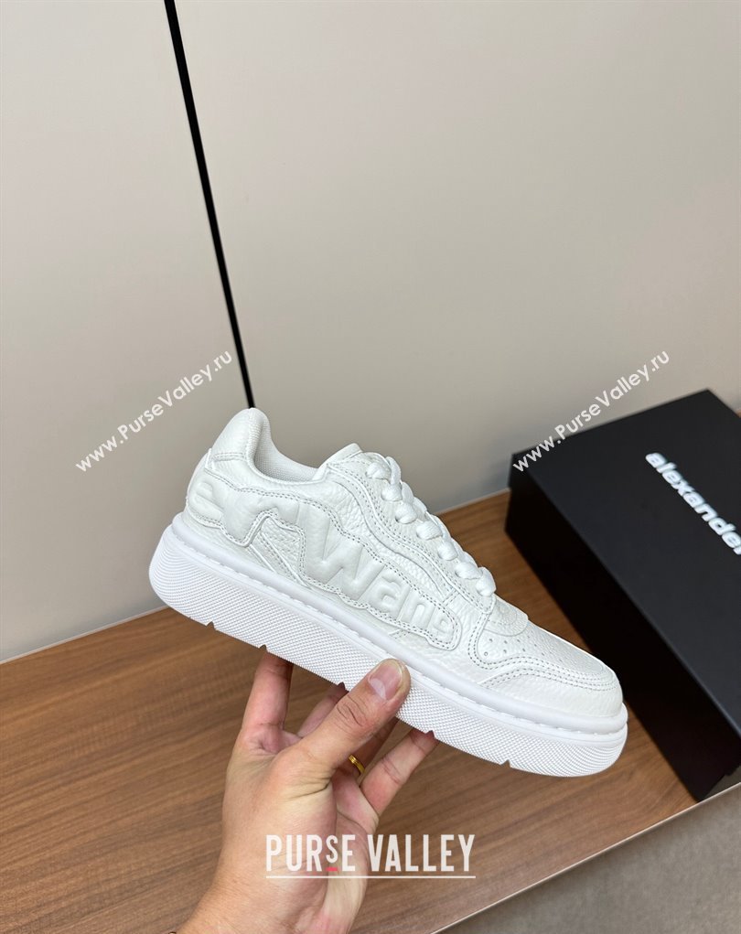 Alexander Wang puff pebble leather Women/Men sneakers with embossed logo White 2024 (modeng-24010545)
