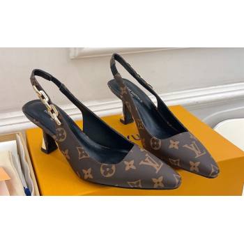 Louis Vuitton Heel 6.5cm Sparkle Slingback Pumps in Monogram Canvas 2024 (modeng-24010831)