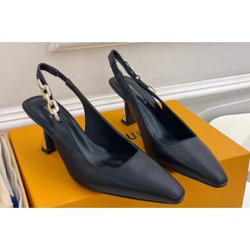Louis Vuitton Heel 6.5cm Sparkle Slingback Pumps in Calf leather Black 2024 (modeng-24010832)