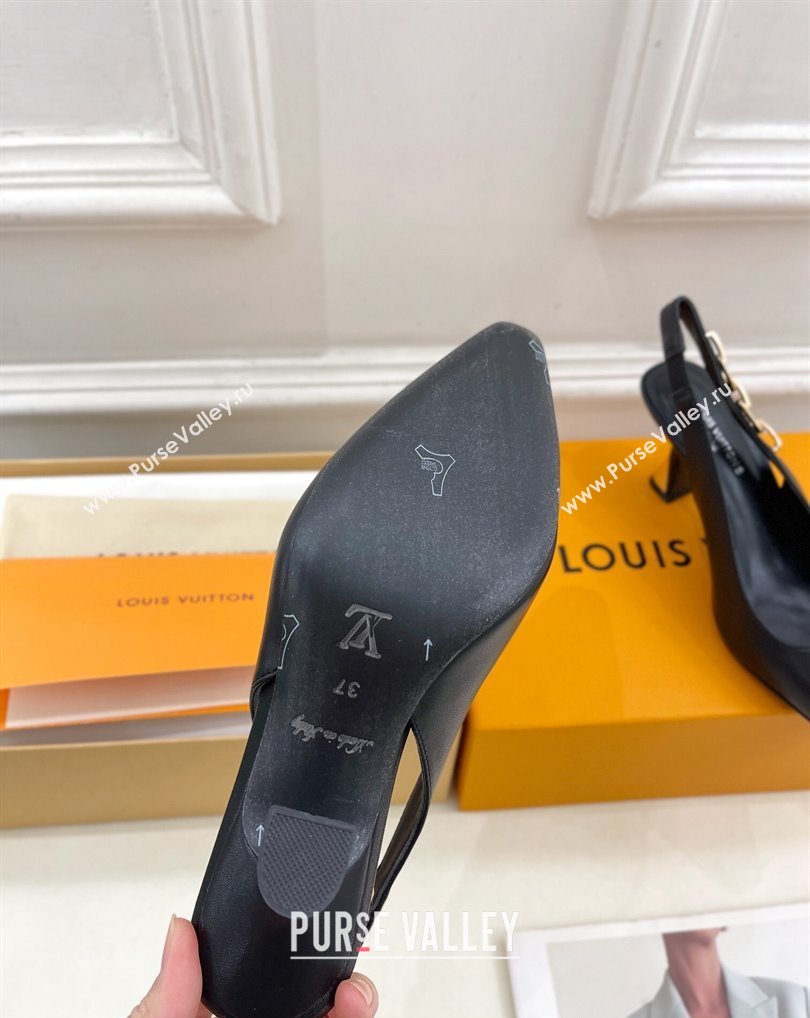 Louis Vuitton Heel 6.5cm Sparkle Slingback Pumps in Calf leather Black 2024 (modeng-24010832)