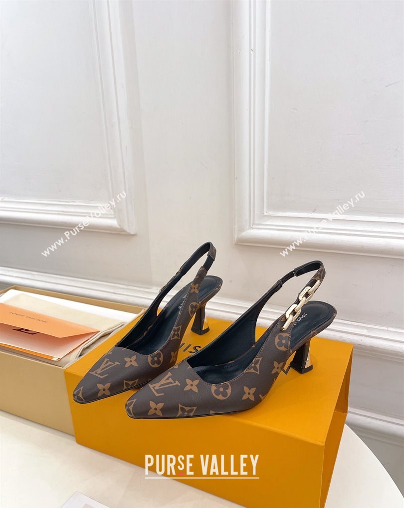 Louis Vuitton Heel 6.5cm Sparkle Slingback Pumps in Monogram Canvas 2024 (modeng-24010831)