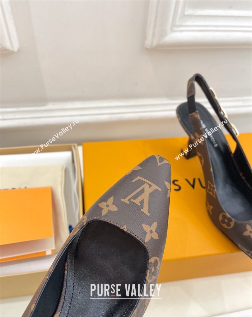 Louis Vuitton Heel 6.5cm Sparkle Slingback Pumps in Monogram Canvas 2024 (modeng-24010831)