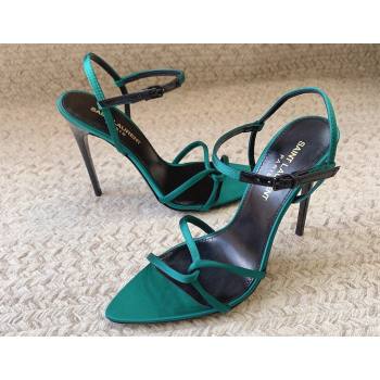 Saint Laurent Heel 10cm clara sandals in crepe satin 742236 Green 2024 (kaola-24010802)
