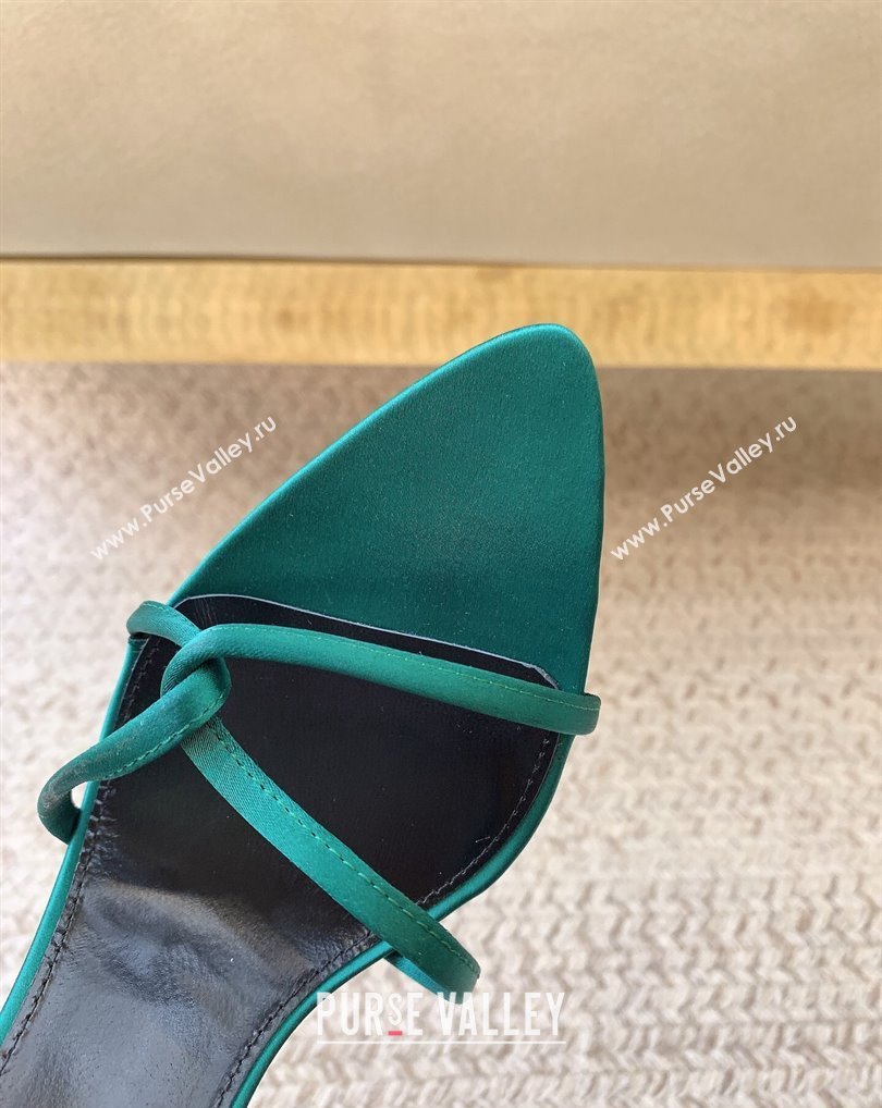 Saint Laurent Heel 10cm clara sandals in crepe satin 742236 Green 2024 (kaola-24010802)