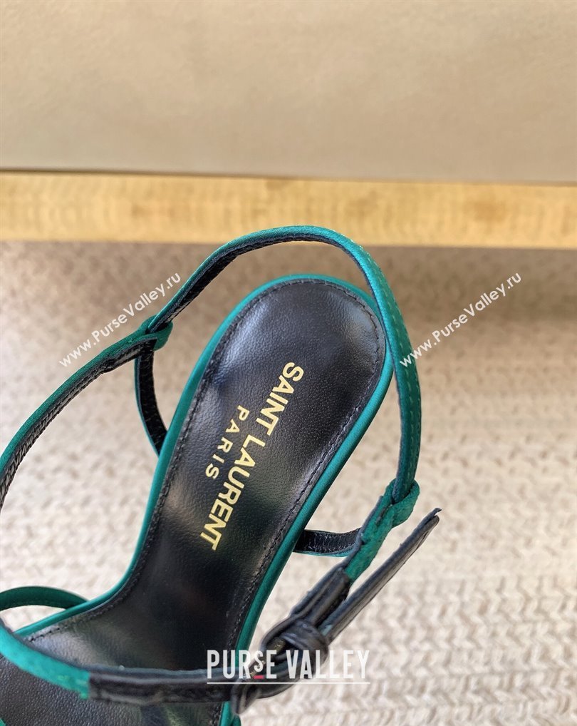 Saint Laurent Heel 10cm clara sandals in crepe satin 742236 Green 2024 (kaola-24010802)