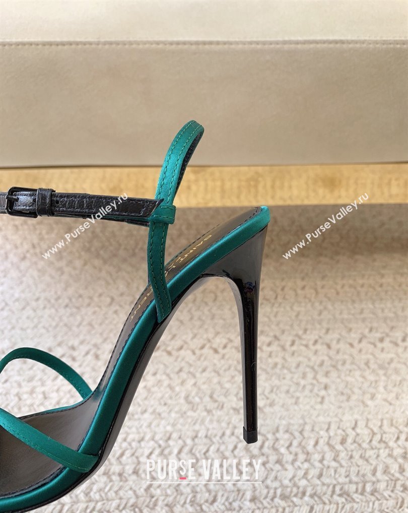 Saint Laurent Heel 10cm clara sandals in crepe satin 742236 Green 2024 (kaola-24010802)