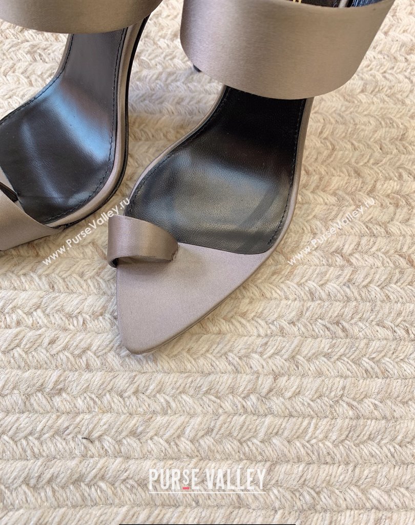 Saint Laurent Heel 10cm martha mules in crepe satin 742245 Gray 2024 (kaola-24010804)