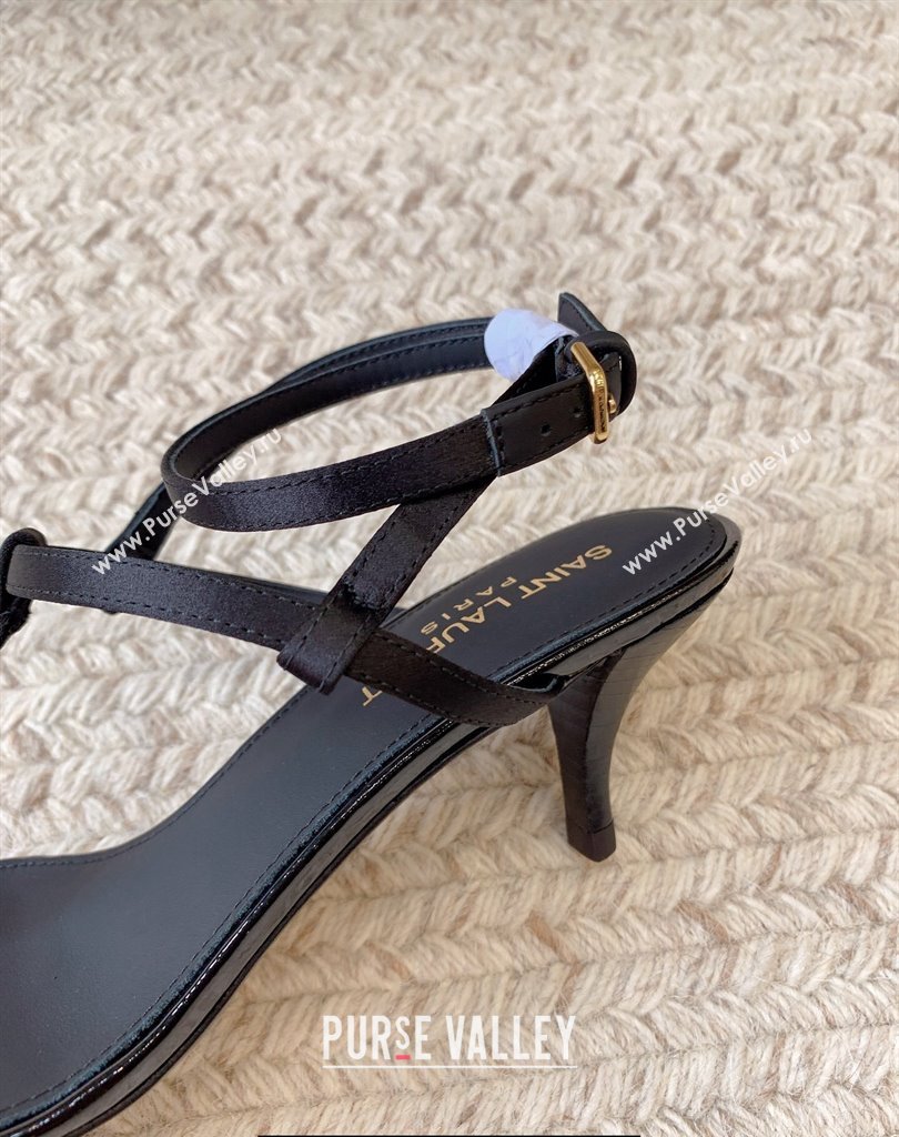 Saint Laurent Heel 6cm cassandra sandals in leather 731606 Patent Black 2024 (kaola-24010809)