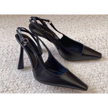 Saint Laurent Heel 11cm CALISTA slingback pumps in smooth leather 756082 Black 2024 (kaola-24010810)