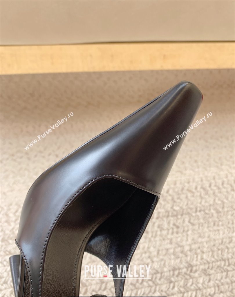 Saint Laurent Heel 11cm CALISTA slingback pumps in smooth leather 756082 Black 2024 (kaola-24010810)