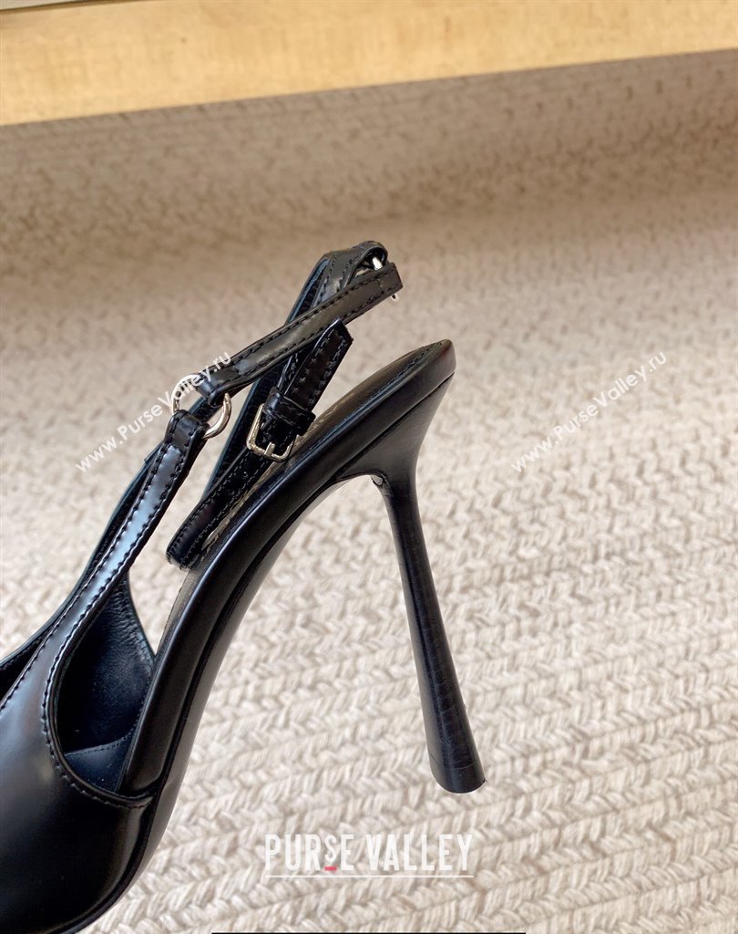 Saint Laurent Heel 11cm CALISTA slingback pumps in smooth leather 756082 Black 2024 (kaola-24010810)