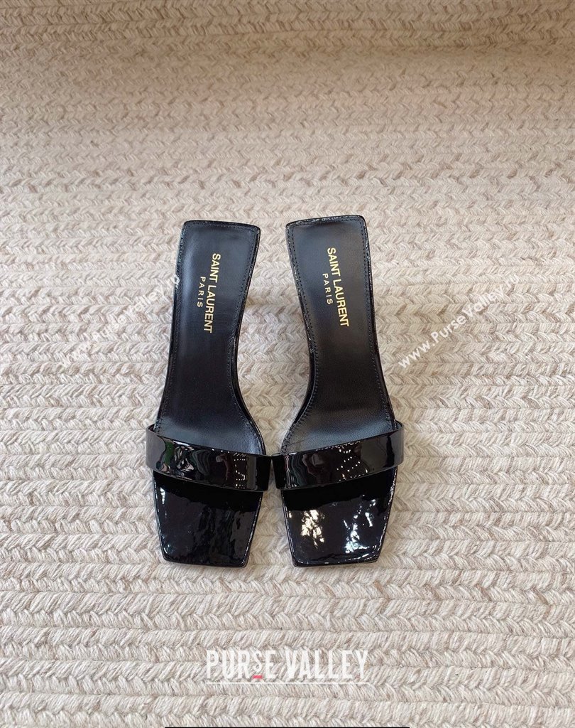 Saint Laurent Heel 6.5cm pam mules in Patent leather 755359 Black 2024 (kaola-24010813)