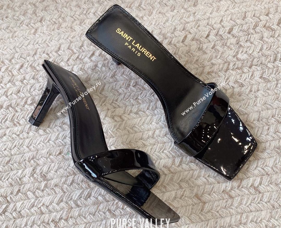 Saint Laurent Heel 6.5cm pam mules in Patent leather 755359 Black 2024 (kaola-24010813)