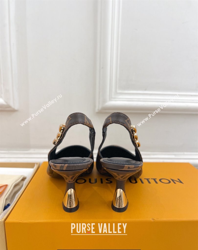 Louis Vuitton Heel 6.5cm Sparkle Slingback Pumps in Monogram Canvas 2024 (modeng-24010831)