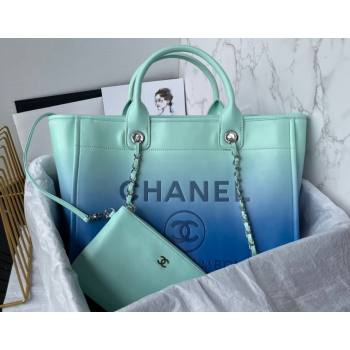 Chanel Shaded Calfskin Silver-Tone Metal Shopping Bag AS3351 Turquoise Blue 2024 (jiyuan-24010610)