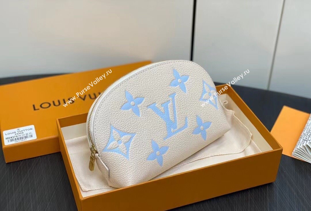 Louis Vuitton Monogram Empreinte Leather Cosmetic Pouch Bag M24378 Blue (kiki-24010804)