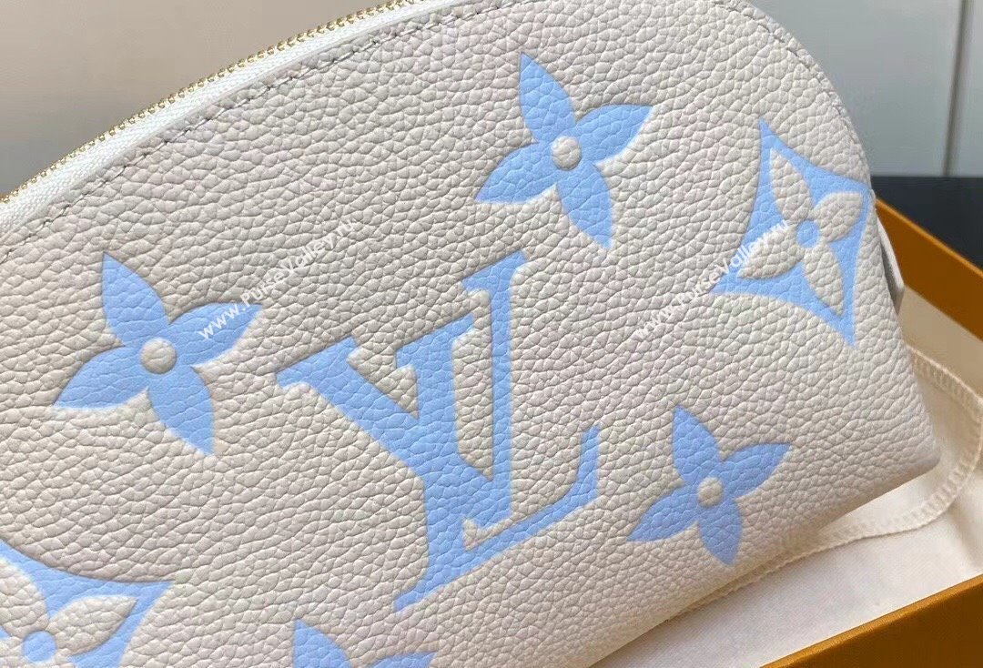 Louis Vuitton Monogram Empreinte Leather Cosmetic Pouch Bag M24378 Blue (kiki-24010804)