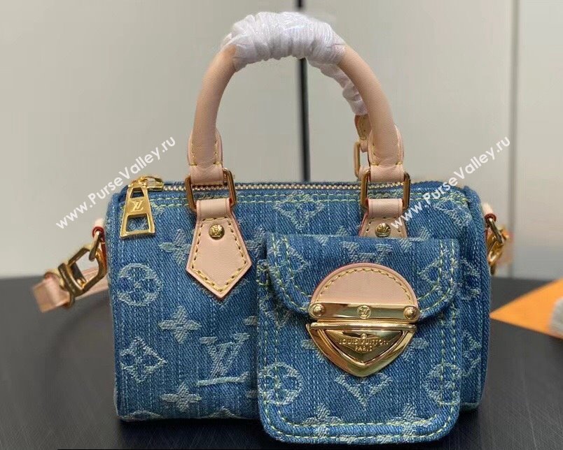 Louis Vuitton Monogram Denim Nano Speedy Bag M82950 Blue DIGITAL EXCLUSIVE 2024 (kiki-24010805)